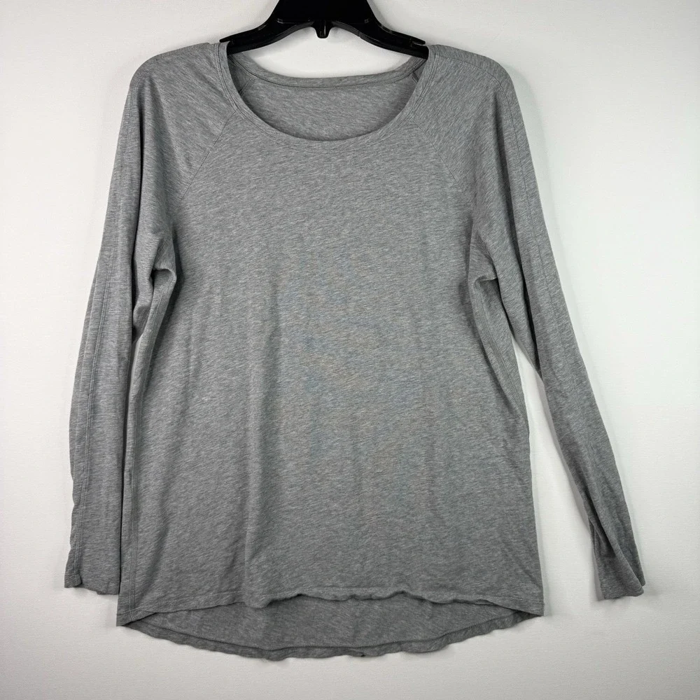 lululemon Women's Long Sleeve Shirt Gray 14/16 Missing Tag See Measurement Pics